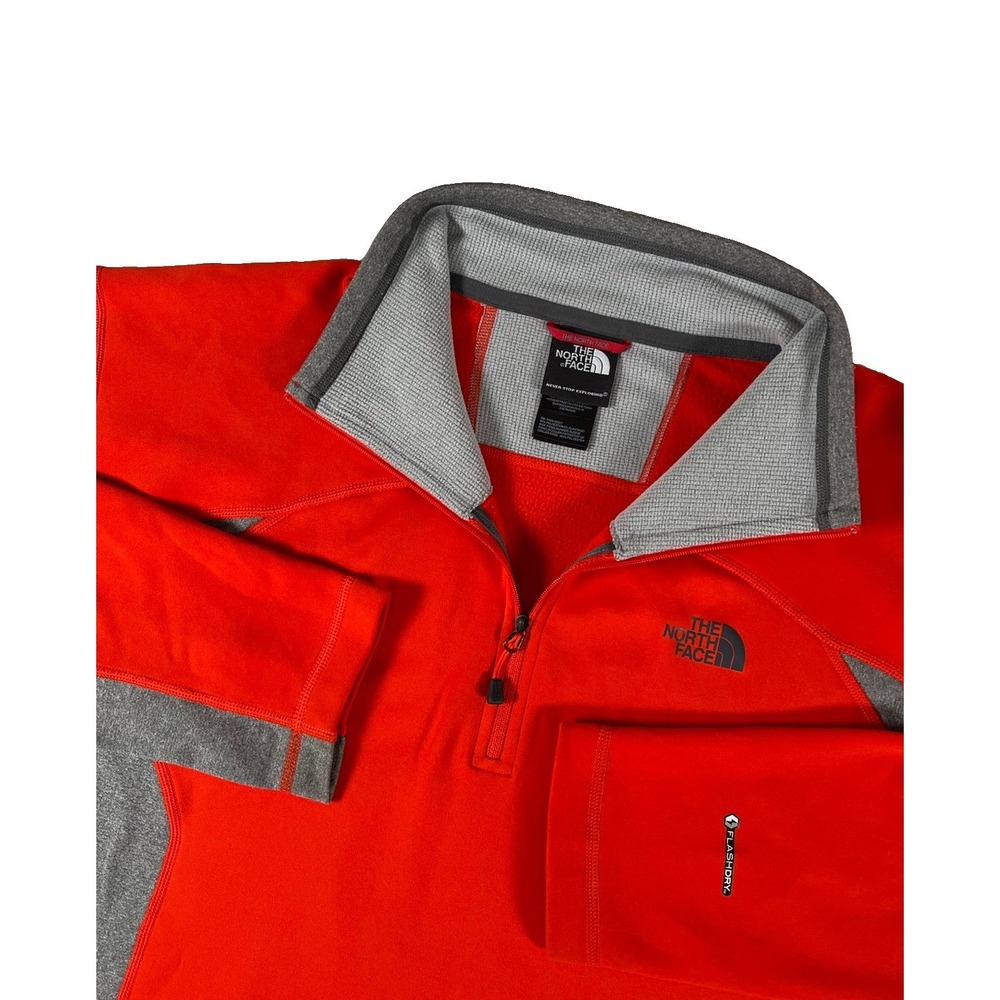 The North Face Flash Dry Orange Fleece Lined Quarter Zip Pullover Men's Medium
